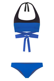 Two-Way Bikini Top PUZZLE MAREA, Biosphere Blue & Midnight Black | SURO