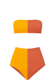 Domino Bikini Culotte / Yellow Coral & Papaya Orange