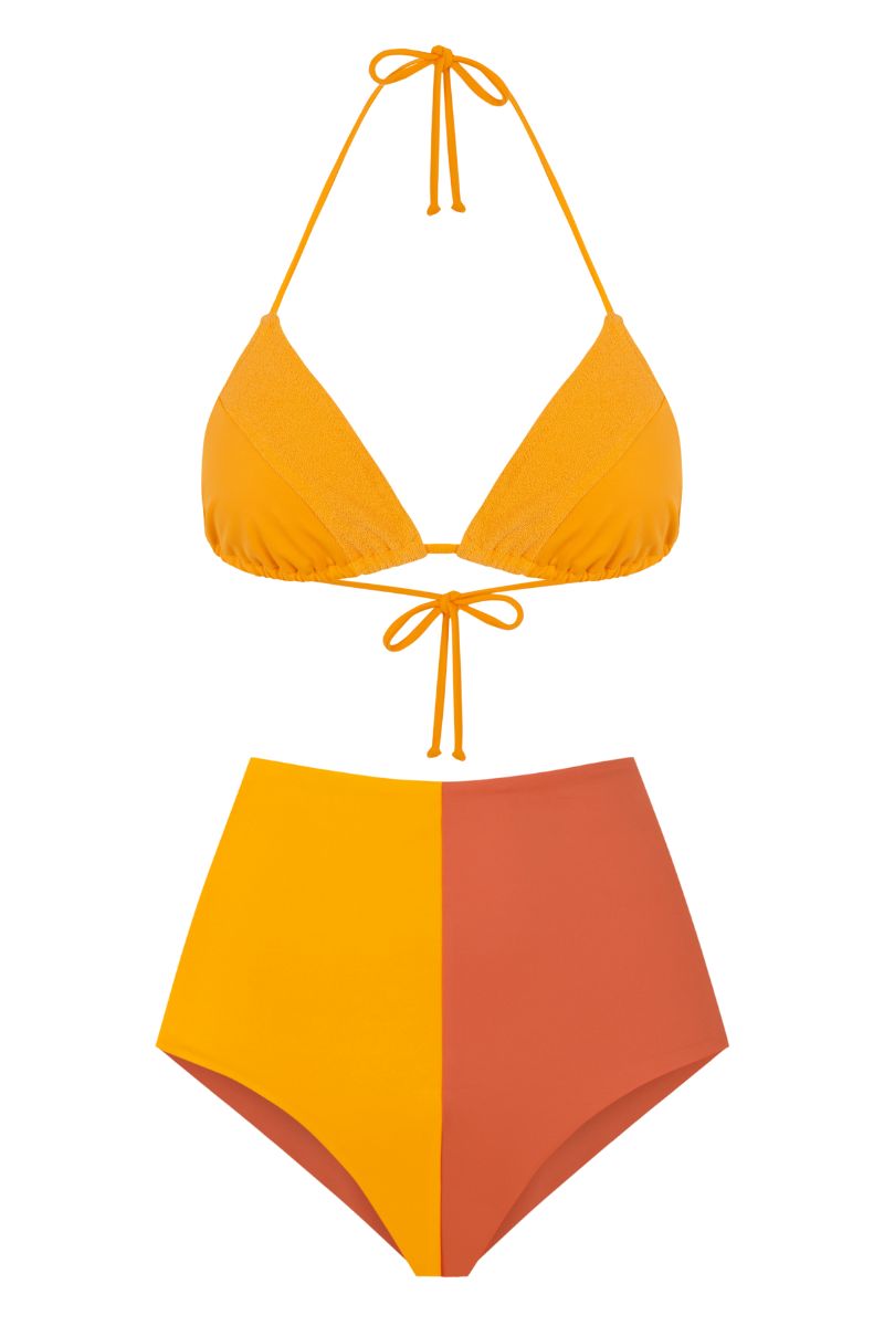 Domino Bikini Culotte / Yellow Coral & Papaya Orange