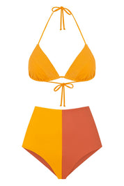 Domino Bikini Culotte / Yellow Coral & Papaya Orange