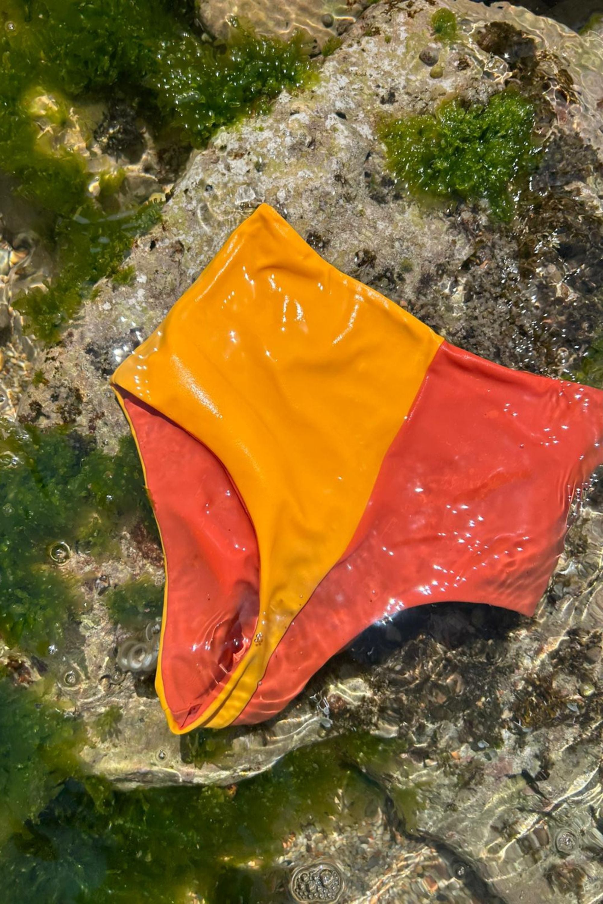 Culotte DOMINO, cintura alta, Amarillo Coral & Naranja Papaya | SURO