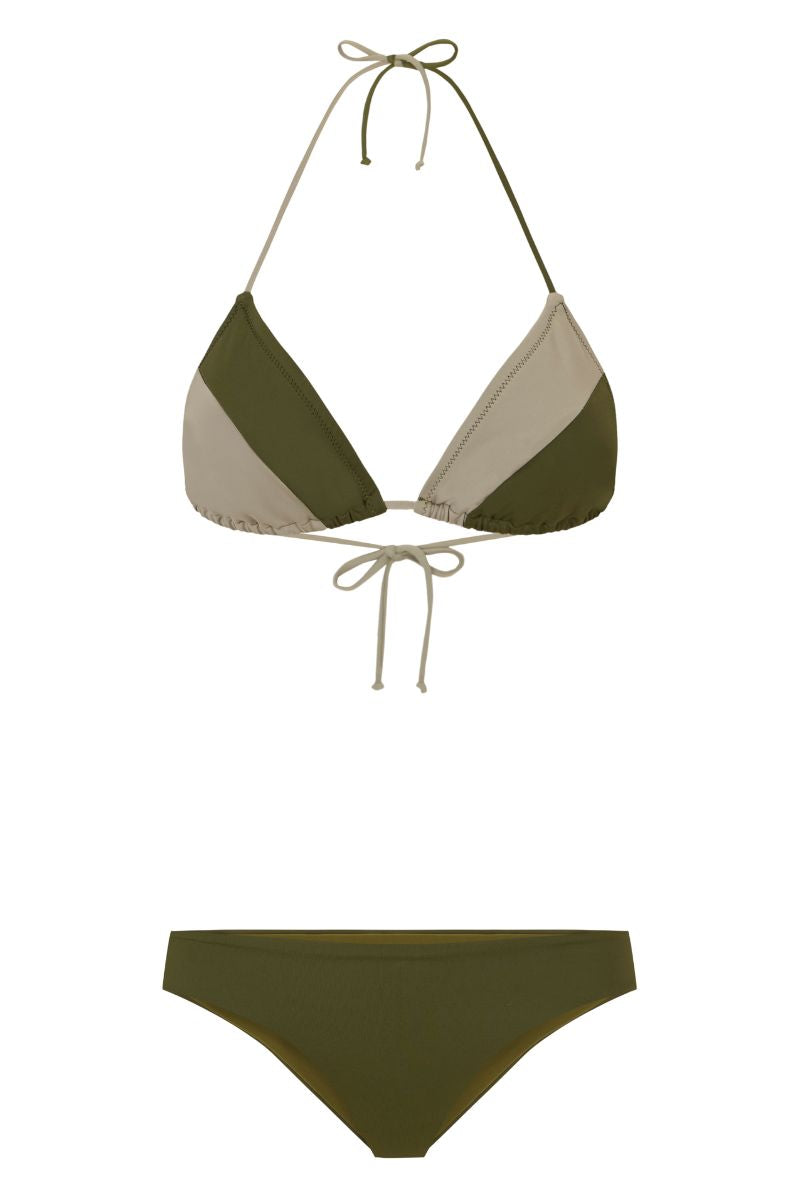 Olivera Triangle Top / Two-tone Olive Green