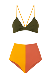 Domino Bikini Culotte / Yellow Coral & Papaya Orange
