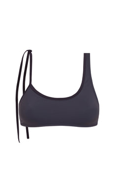 Top bikini ALGA, asimétrico, Gris Piedra y Negro Medianoche | SURO