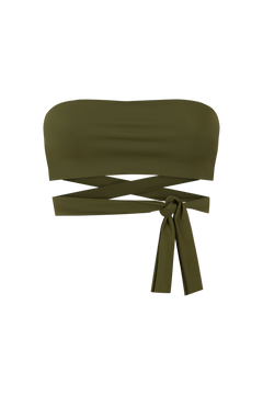 Wrap Bandeau Bikini Top MATTER, Olive Green | SURO
