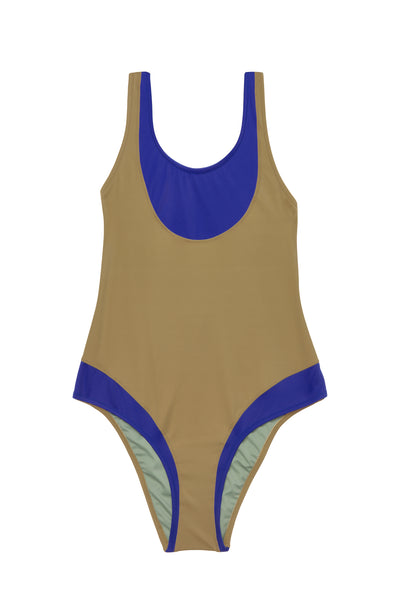 Moon Swimsuit / Racing Blue & Tobacco